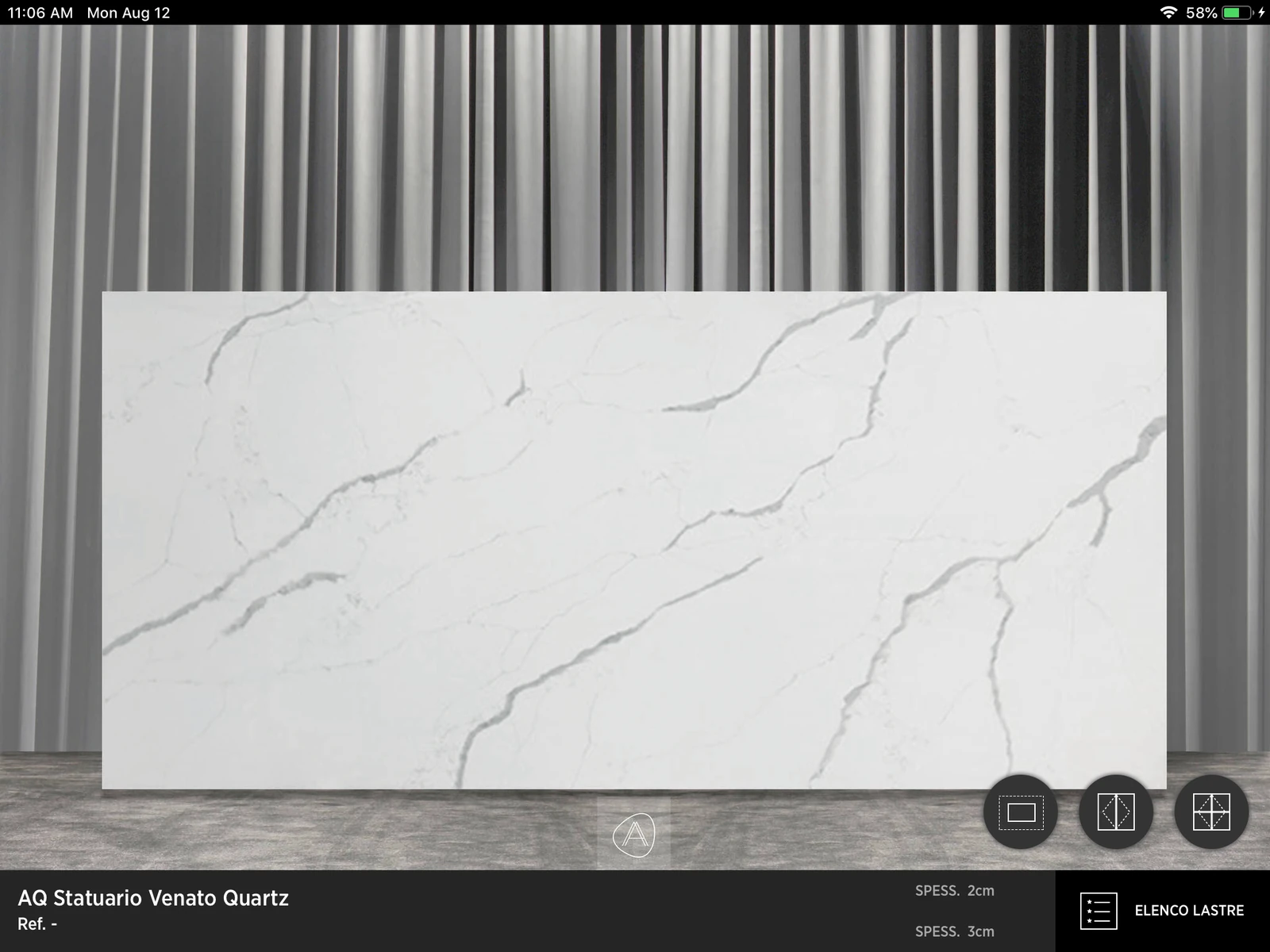 ANTOLINI QUARTZ STATUARIO VENATO 3CM JUMBO 126X63 — supplier catalog image