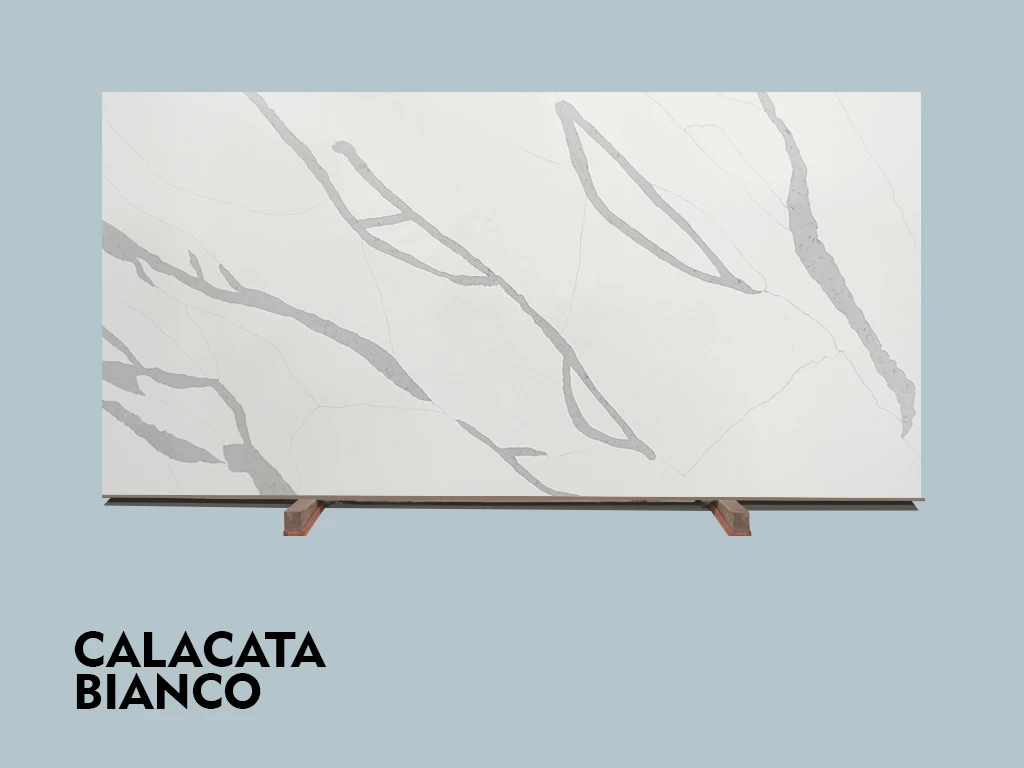 CALACATA BIANCO QUARTZ 2CM JUMBO 128X63 — supplier catalog image