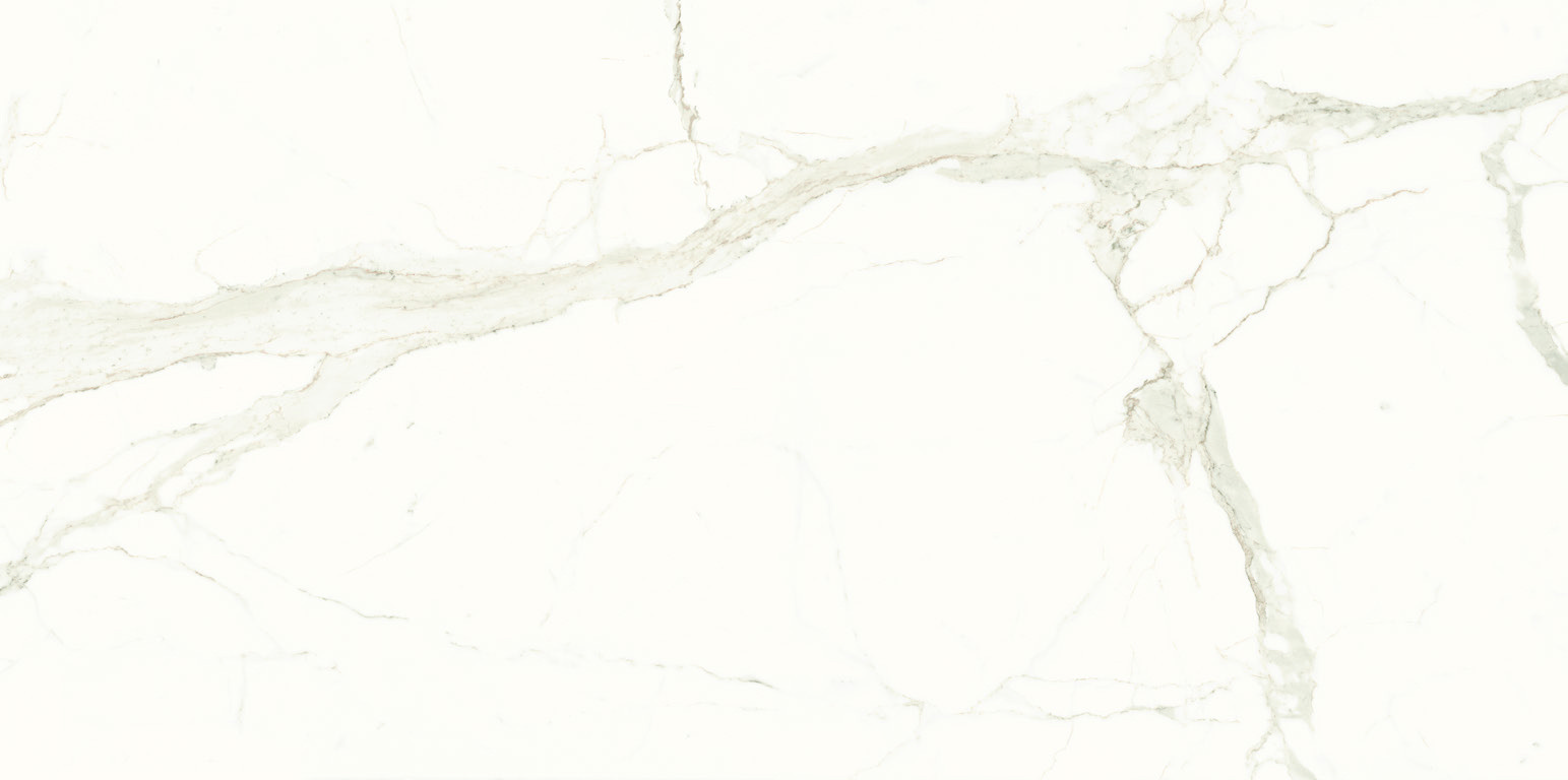 Calacatta Super White Magnifica porcelain catalog swatch for a bookmatched pair