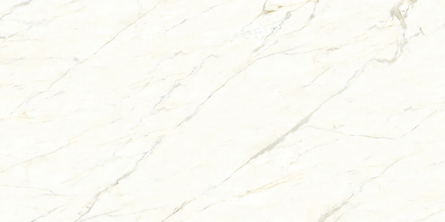Calacatta Oro Magnifica porcelain catalog swatch for a bookmatched pair