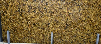 SEMI-PRECIOUS MAER CHARM TIGER EYE GOLD TILE SECTION 2CM POLISHED — supplier catalog image