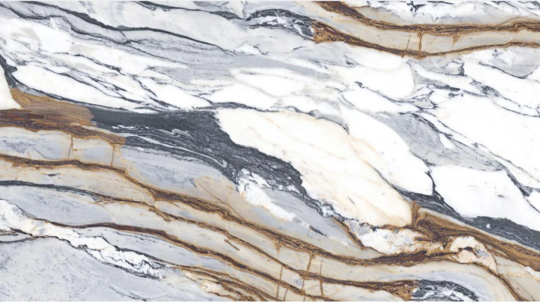 Catalog image for CALACATTA PICASSO POLISHED PORCELAIN 12MM B 128X64