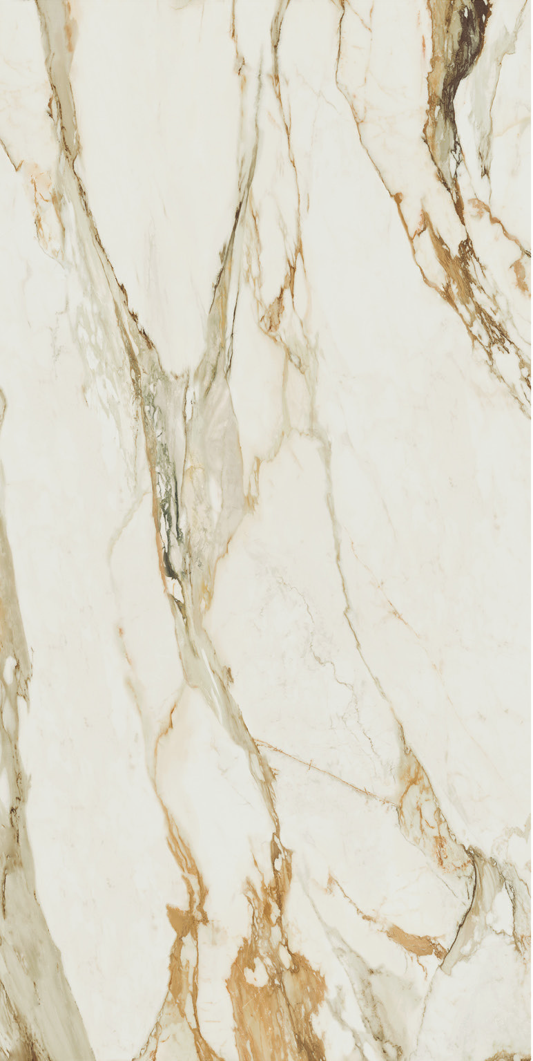 Calacatta Borghini Luxury Magnifica porcelain catalog swatch for a bookmatched pair