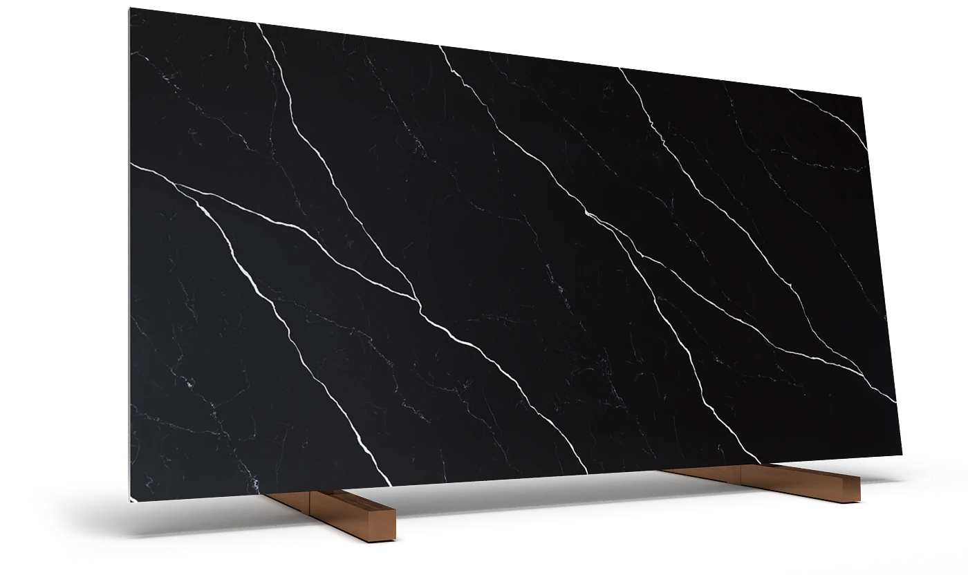 COPA SURFACES NERO MARQUINA QUARTZ 3CM JUMBO 126X63 BM — supplier catalog image
