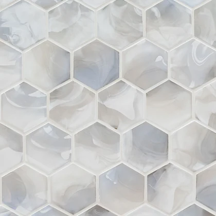 Akoya Pearl 3" Hexagon Mosaic Tile product sample