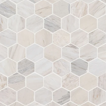 Angora Polished 2" Hexagon Mosaic Tile product sample