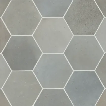 Blue 4" x 5" hexagon — matte product sample