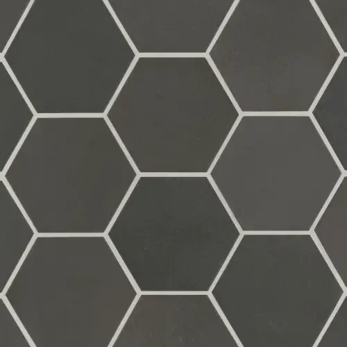 Black 4" x 5" hexagon — matte product sample