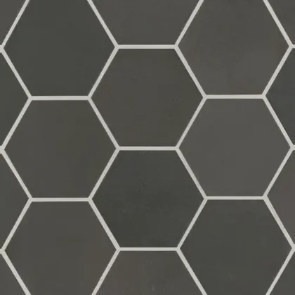 Black 4" x 5" hexagon — matte product sample
