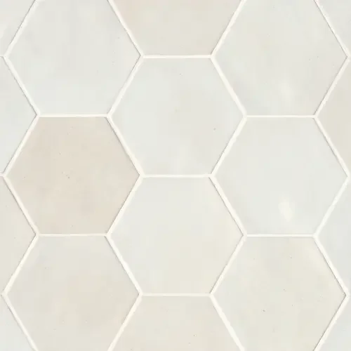 White 4" x 5" hexagon — glossy product sample