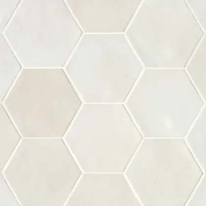 White 4" x 5" hexagon — glossy product sample
