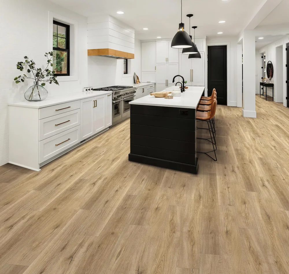 CHESTNUT · Pacific Acres rigid core vinyl — product room photograph