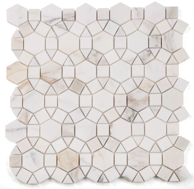 Aether Calacatta Polished · 11.5" x 12" mosaic product sample
