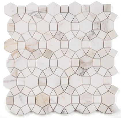 Aether Calacatta Polished · 11.5" x 12" mosaic product sample