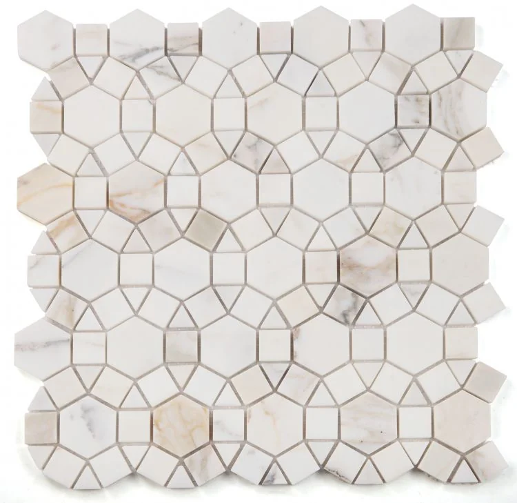 Aether Calacatta Honed · 11.5" x 12" mosaic product sample
