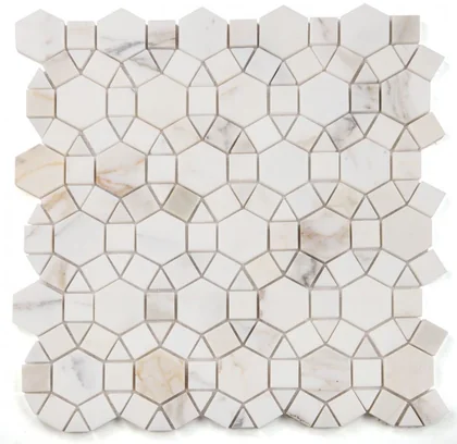 Aether Calacatta Honed · 11.5" x 12" mosaic product sample