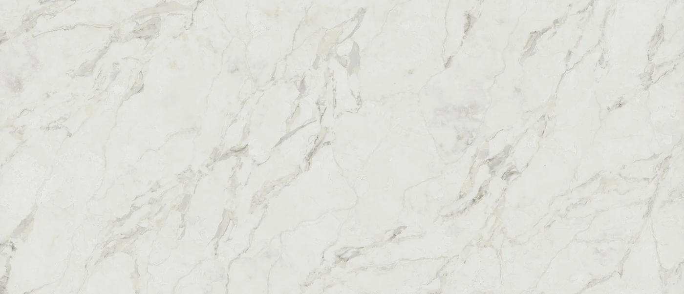 Calacatta Aravine polished slab photograph; color and pattern reference