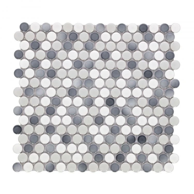 Penny Round Mixed Grey Glossy 11.5 x 12.25 product photograph