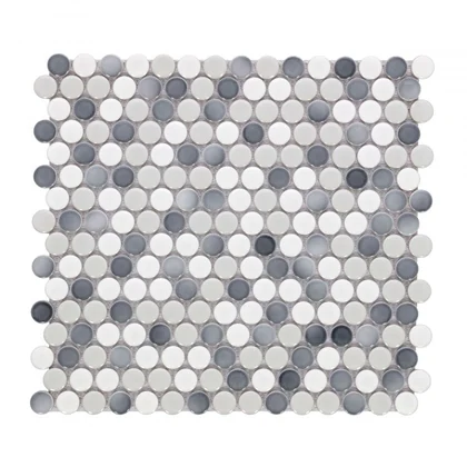 Penny Round Mixed Grey Glossy 11.5 x 12.25 product photograph