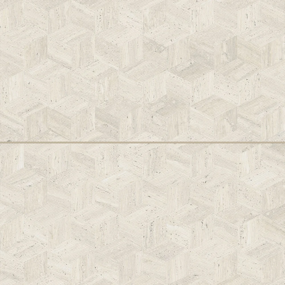 Ivory · 24" x 48" Satin cube decorative tile material surface reference