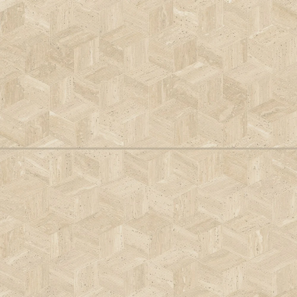 Cream · 24" x 48" Satin cube decorative tile material surface reference