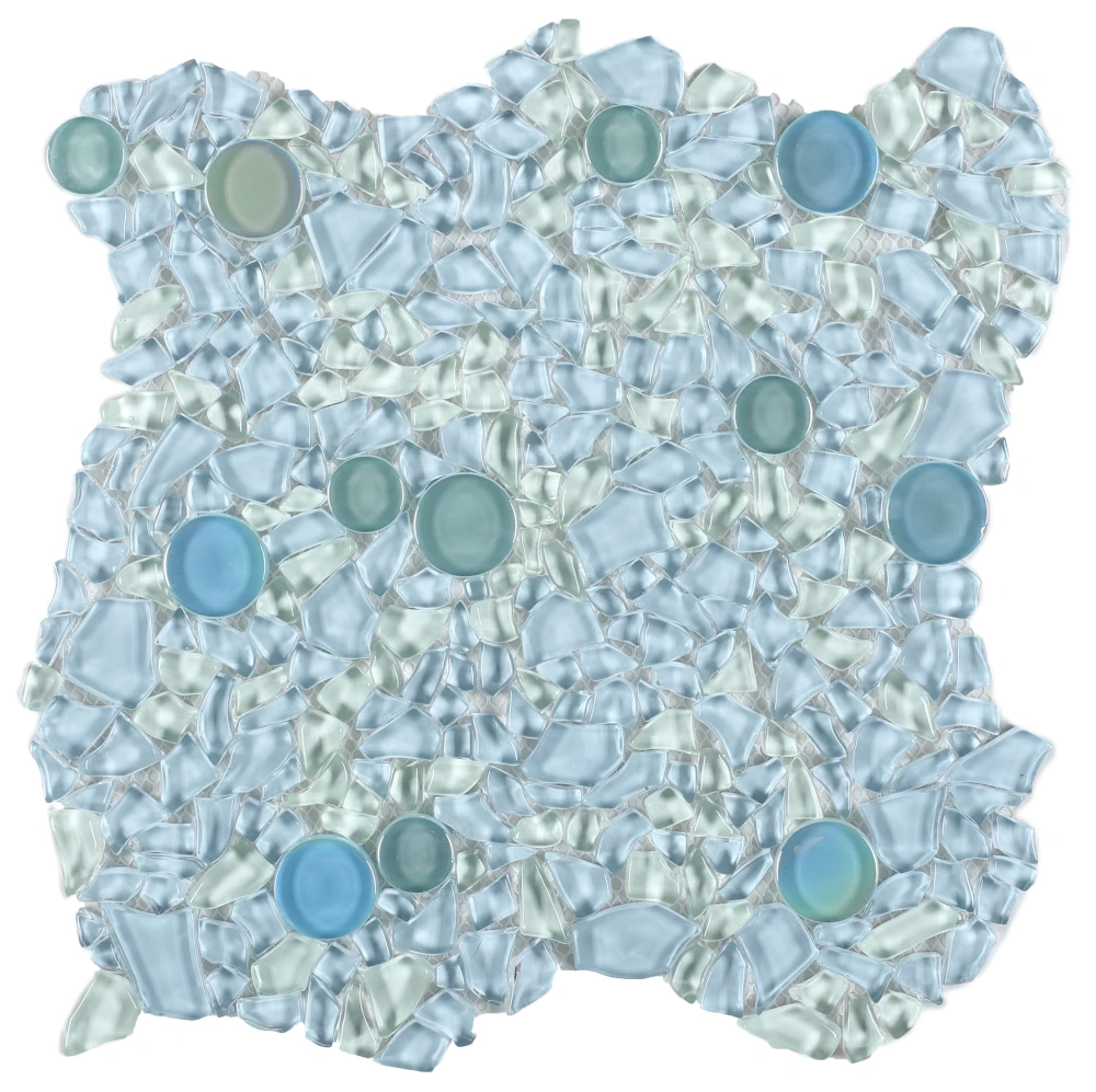 Shimmer Blue glass mosaic product sample
