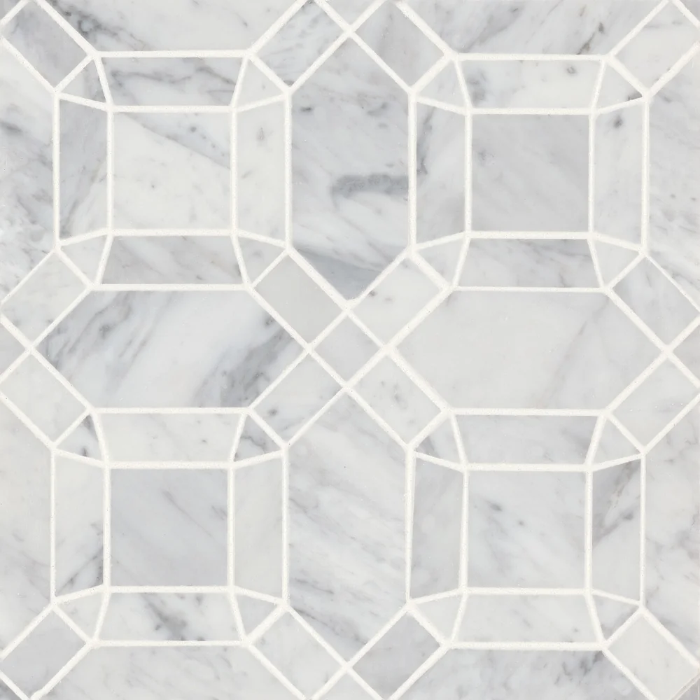 White Carrara · Monet Square - Mosaic 1 color and pattern reference