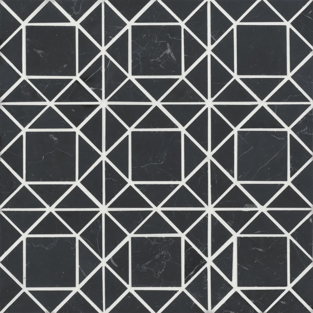 Nero Marquina · Monet Square - Mosaic 2 color and pattern reference