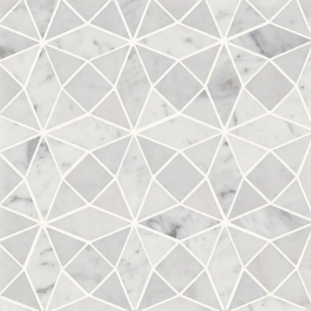 White Carrara · Monet Triangle - Mosaic 5 color and pattern reference