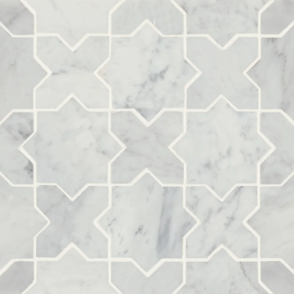 White Carrara · Monet Cross & Star - Mosaic 6 color and pattern reference