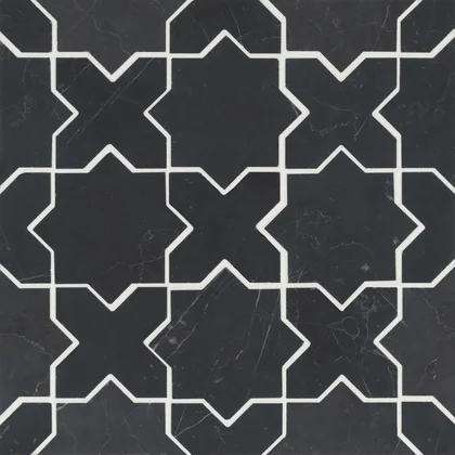 Nero Marquina · Monet Cross & Star - Mosaic 6 color and pattern reference