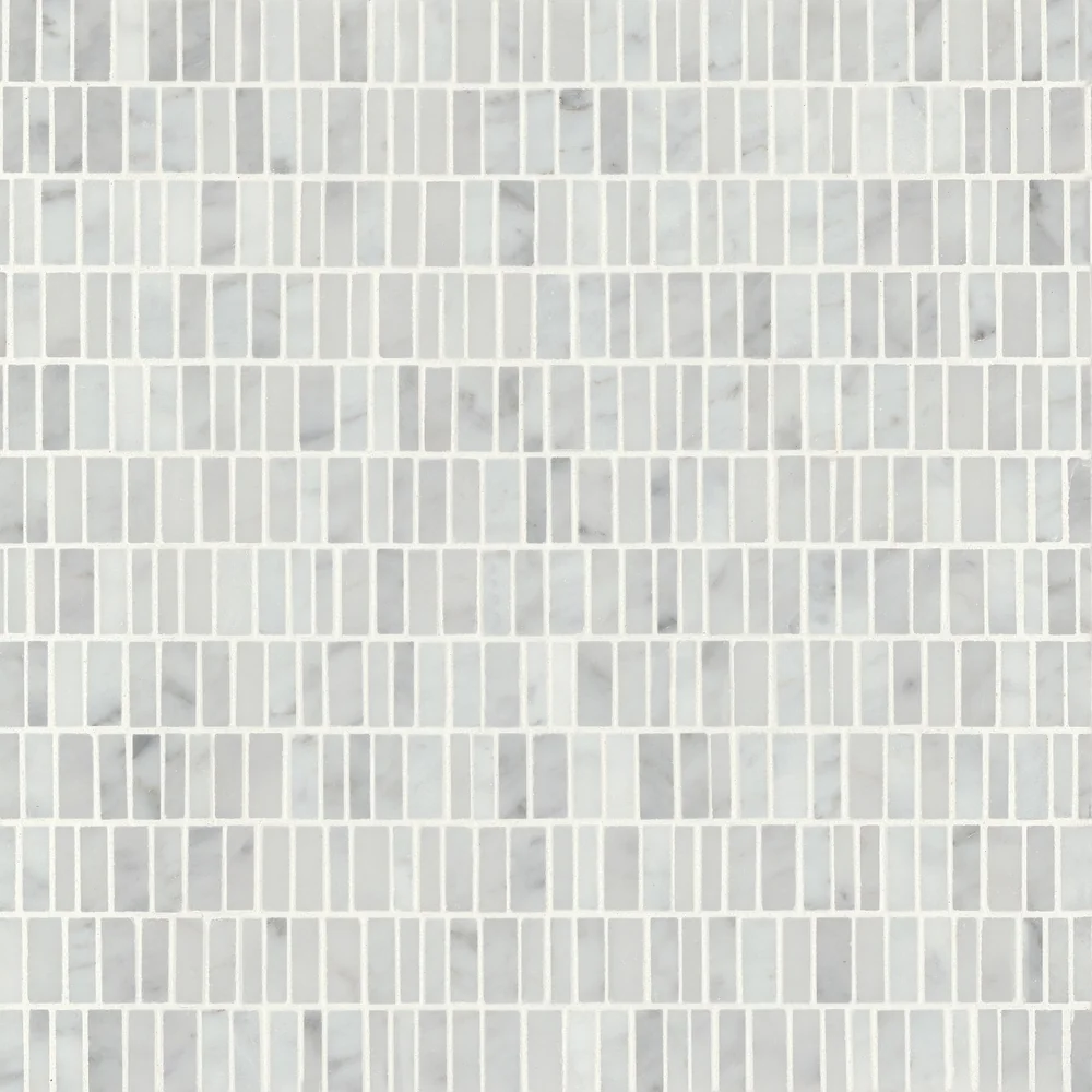 White Carrara · Monet Mini-Brick - Mosaic 7 color and pattern reference