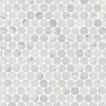 White Carrara · Monet Penny Round - Mosaic 8 color and pattern reference