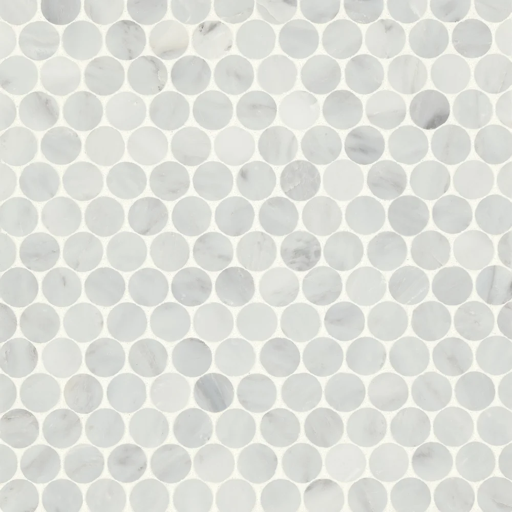 Oriental White · Monet Penny Round - Mosaic 8 color and pattern reference