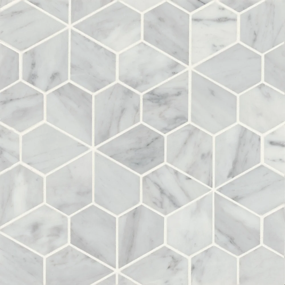 White Carrara · Monet Flower - Mosaic 9 color and pattern reference
