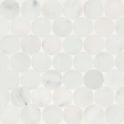 Oriental White · Monet 2" Penny Round - Mosaic 10 color and pattern reference
