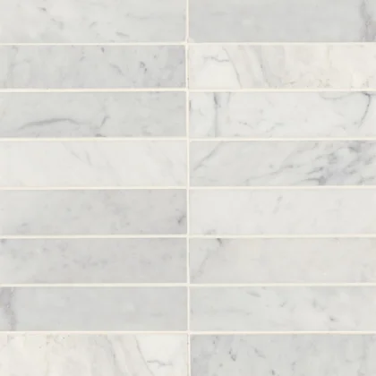 White Carrara · Monet 2" x 8" rectangle tile color and pattern reference