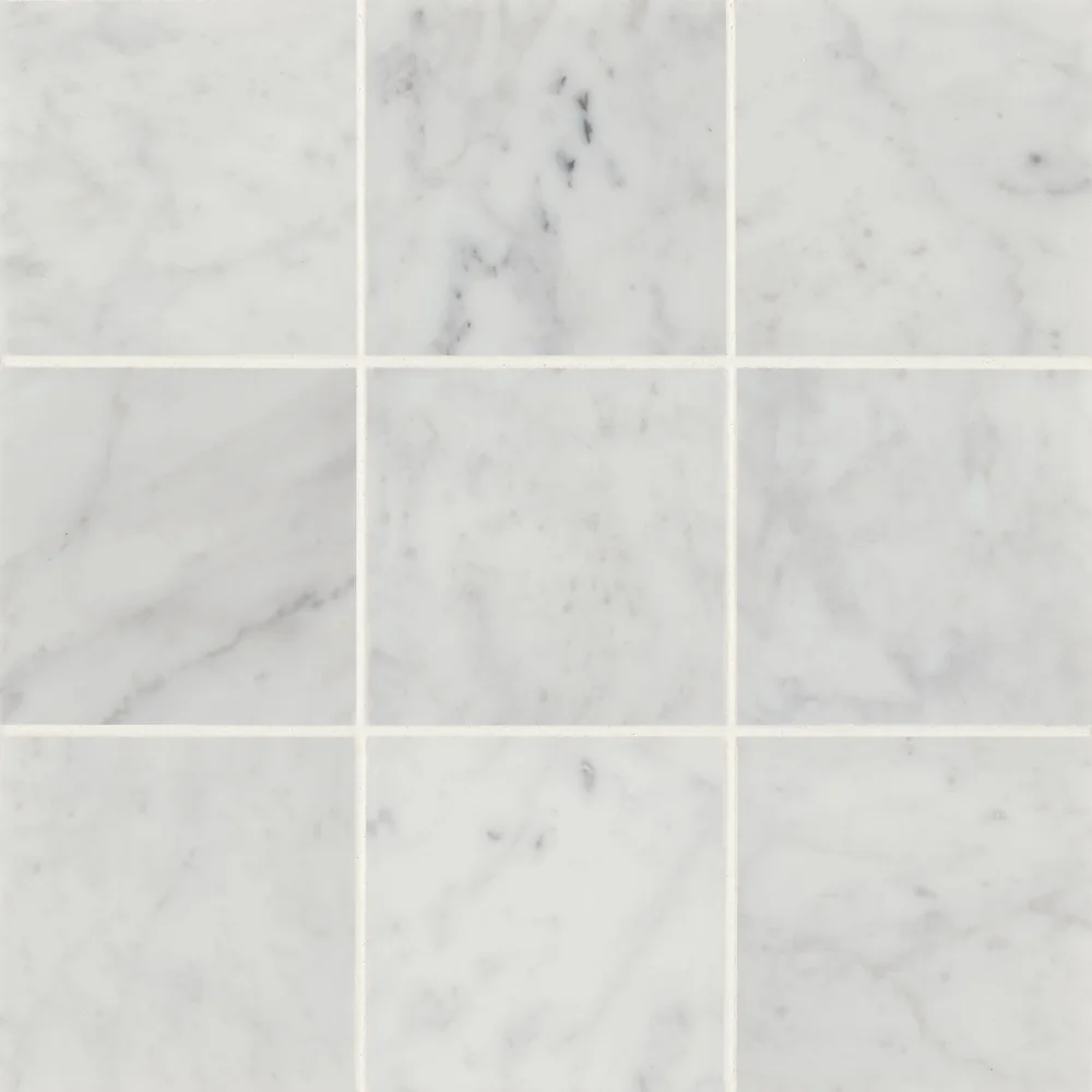 White Carrara · Monet 4" x 4" square tile color and pattern reference