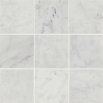 White Carrara · Monet 4" x 4" square tile color and pattern reference