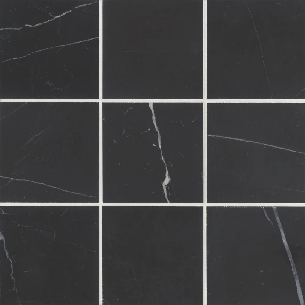 Nero Marquina · Monet 4" x 4" square tile color and pattern reference