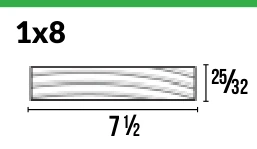 1x8 · Surfaced Four Sides — Moulding Profiles catalog reference