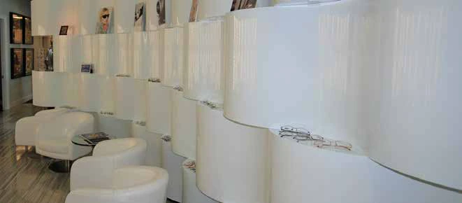 Curved-panel cabinetry application